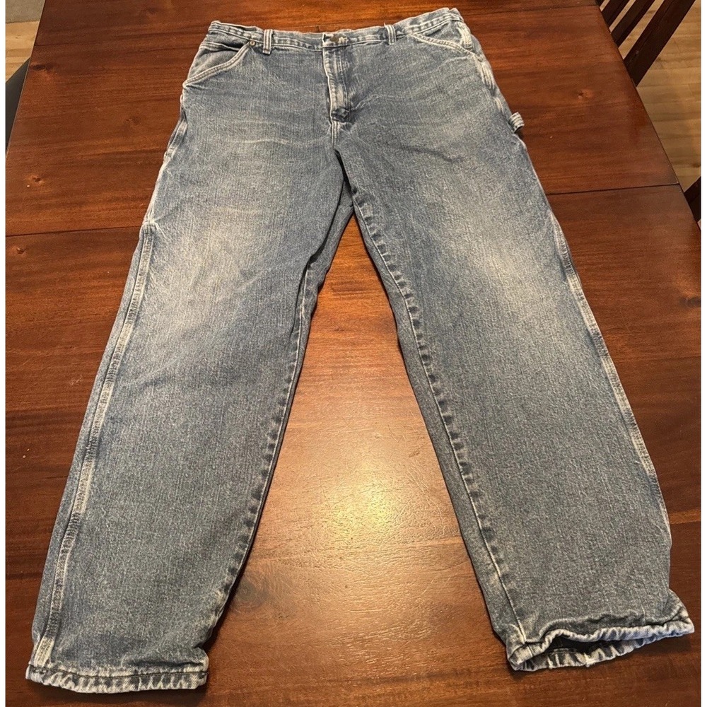 Work N' Sport Men's‎ Flannel Lined Carpenter Jeans. Size 38X32 Blue